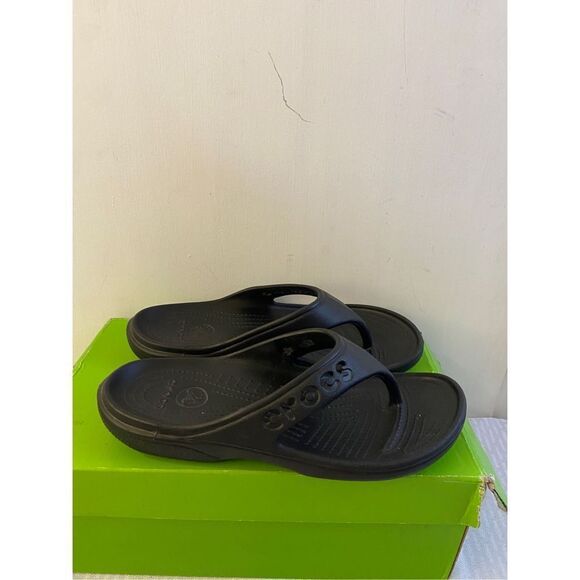 Crocs Baya black flip flops size W10 M8 excellent - Picture 1 of 4